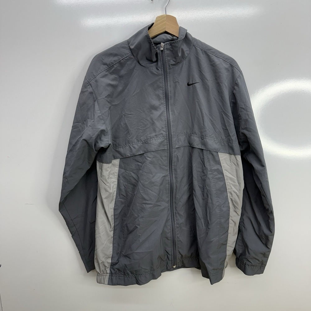 Vintage Nike Windbreaker Mens Small Gray Full Zip Track Jacket Swoosh Y2K